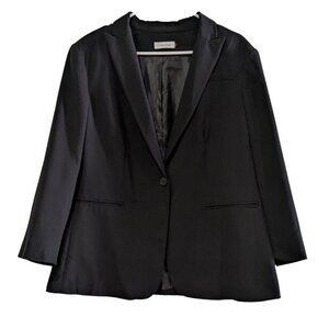 Calvin Klein Women's Single Button Blazer, Black, Size XL